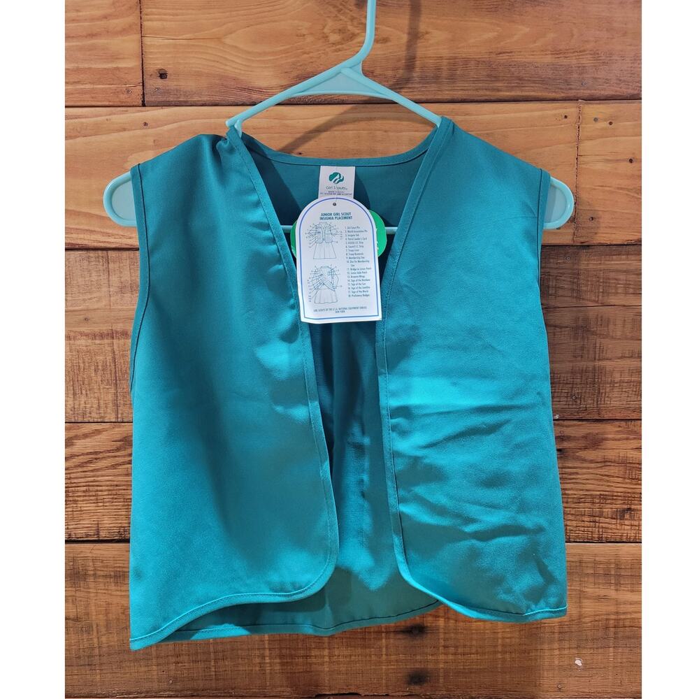 NWT Vintage 90s Green Girl Scouts Vest NEW Kids Size Medium (10-12) Uniform
